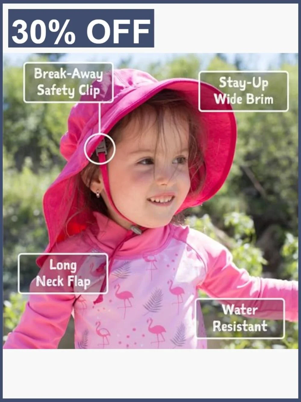 Kids Wide Brim UPF 50+ Quick-Dry Sun Hat Adjustable Toddler